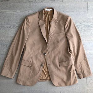 RW&CO Slim Fit 2 Piece Suit Blazer Suit Pants Set (Mustard Brown Men's Suit)